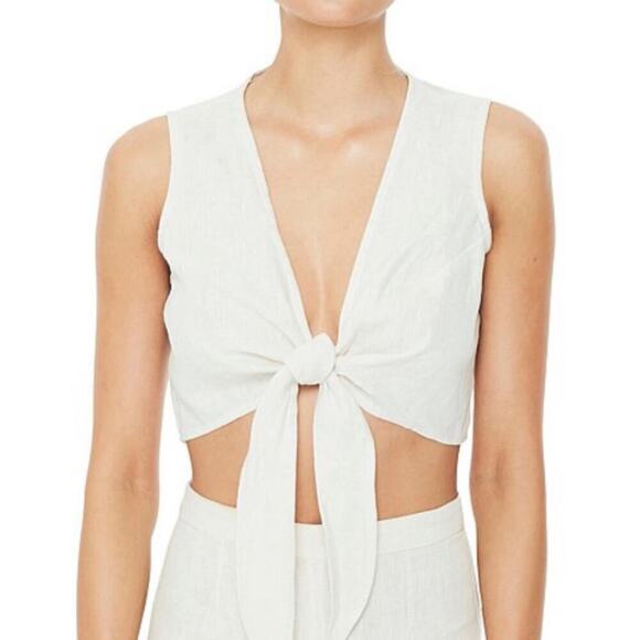 NWT Faithfull the Brand Marcie Linen Tie Crop Top - Picture 2 of 10